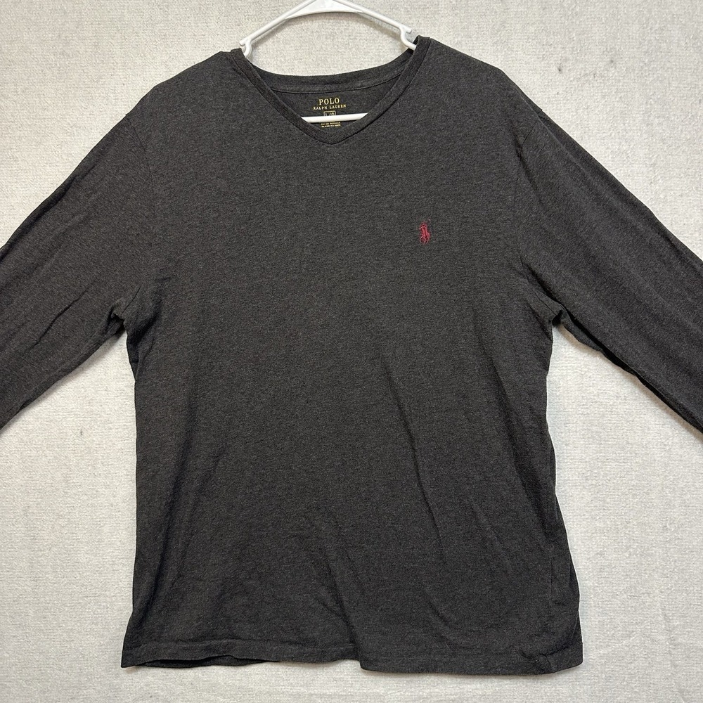 Polo Ralph Lauren‎ Men's Large Black Long Sleeve Pullover Shirt Red Pony